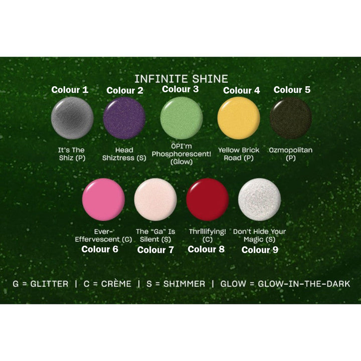 opi infinite shine wicked holiday 2024 collection, opi red nail polish​, opi nail polish base coat​, opi glitter nail polish, opi nail polish green colors