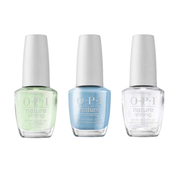 nail polish set, opi nature strong, vegan nail polish, nail polish brand opi​, OPI Nature Strong Top, Base and Colour Big Bluetiful Planet NAT036