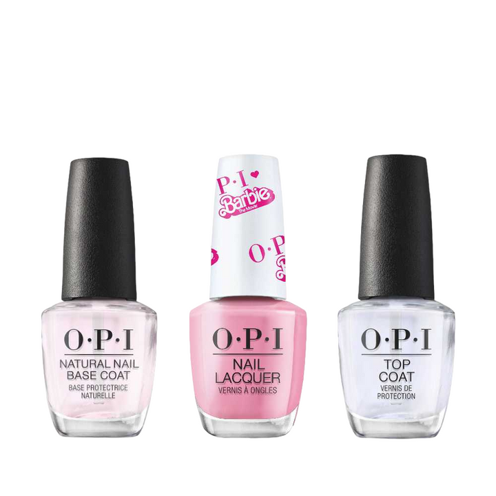OPI Lacquer - Top, Base & Colour Trio - "Barbie The Movie" Collection - Classique Nails Beauty Supply