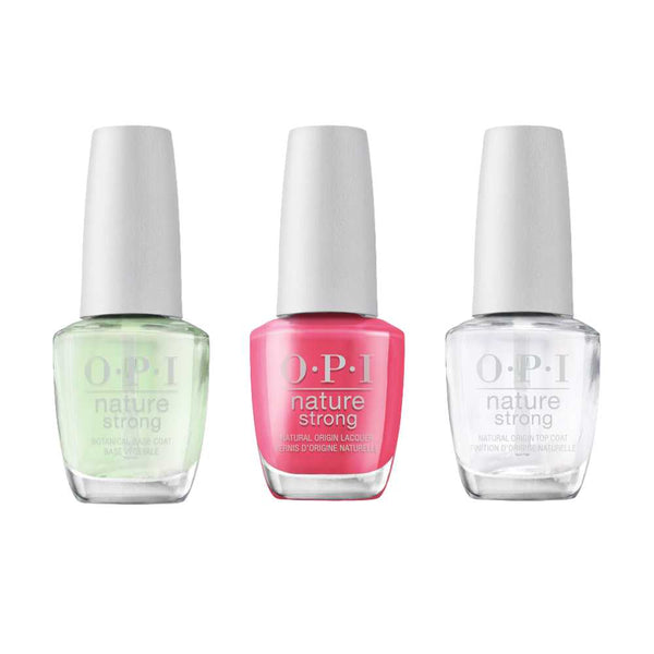 nail polish set, opi nature strong, vegan nail polish, nail polish brand opi​, OPI Nature Strong Top, Base and Colour A Kick In The Bud NAT033